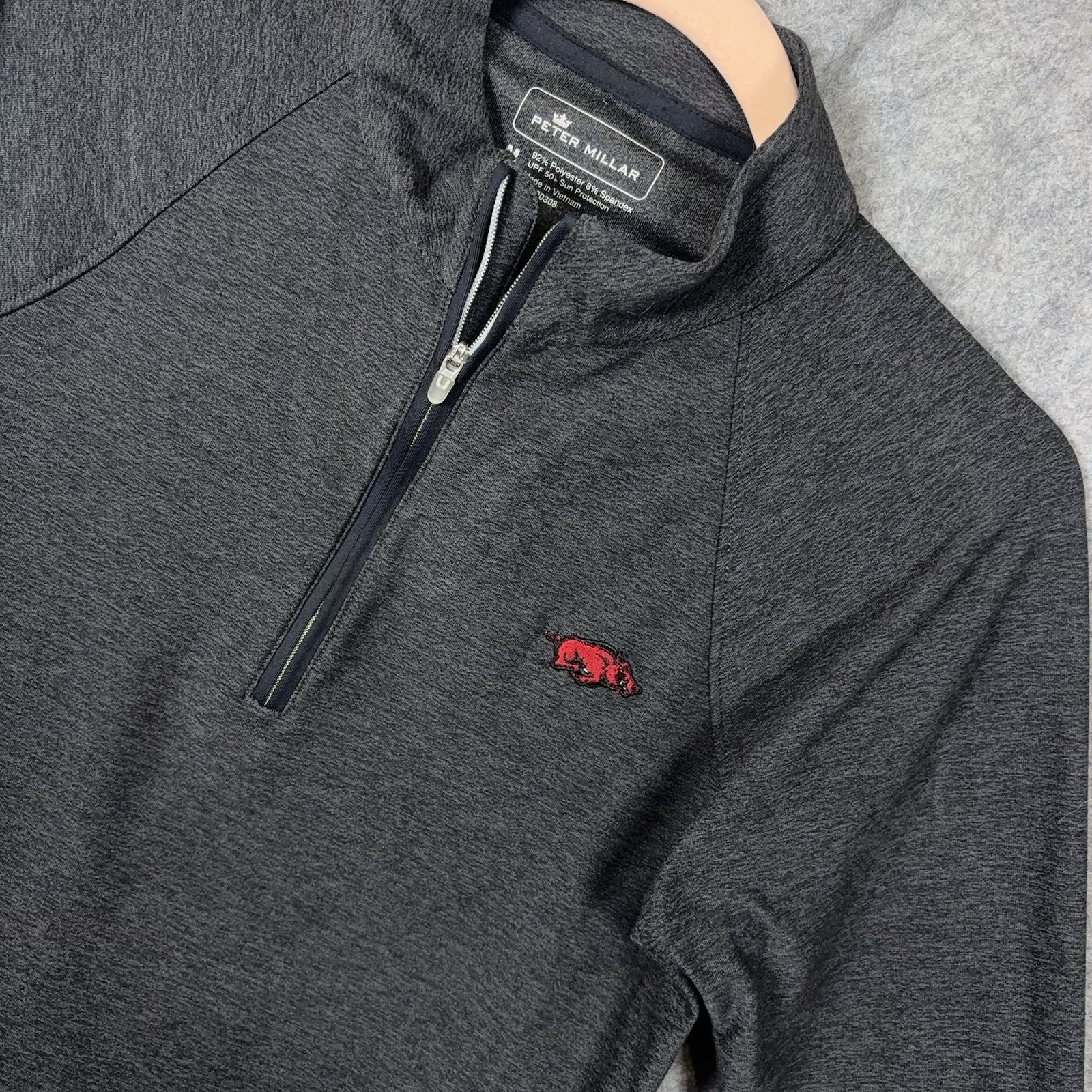 Peter Millar Perth Performance Pullover Womens Sz M Black Razorbacks Stretch